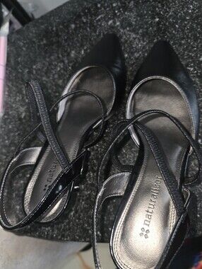 Naturalizer Black Pointed-Toe Strappy Heels